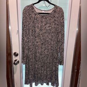 Old Navy Black, Brown and White Long Sleeve Dress Cheetah Print